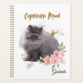 Elegant Capricor Zodiac Cat Planner Notebook
