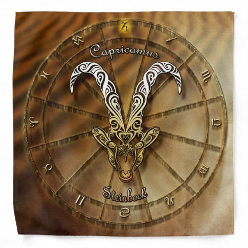 Elegant Capricorn Horned Goat Zodiac Astrology Bandana