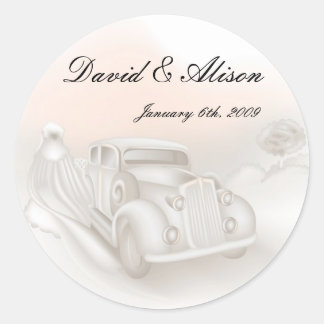 Elegant Car & Gown Wedding Stickers