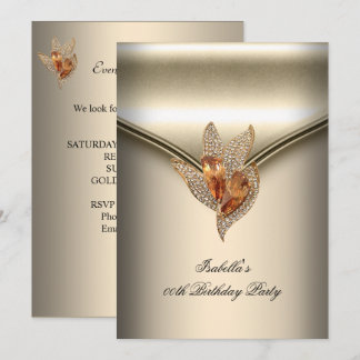 Elegant Caramel Beige Gold Birthday Party Invitation
