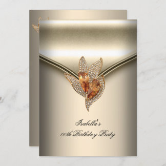 Elegant Caramel Beige Gold Birthday Party Invitation