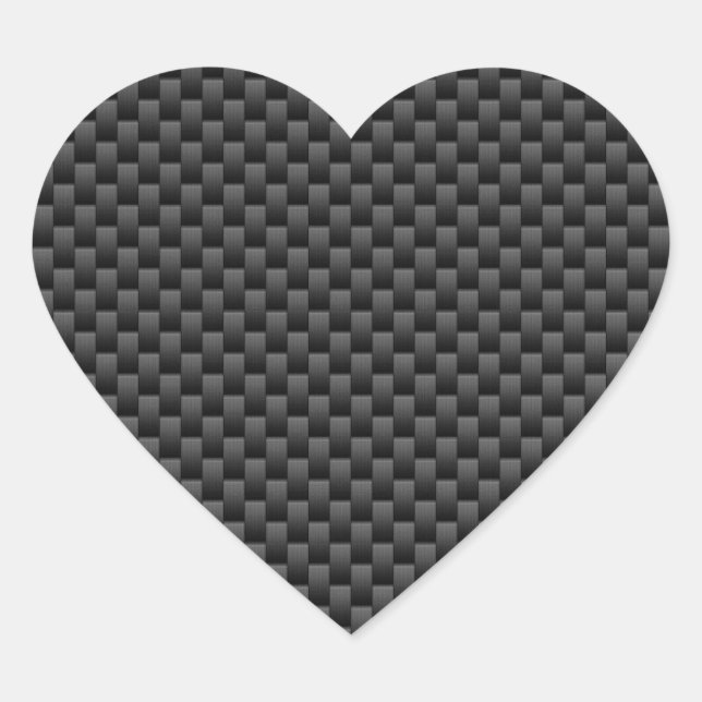 Elegant Carbon Fiber Style Print Decor Heart Sticker (Front)