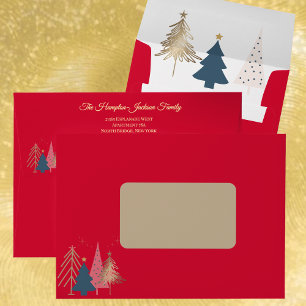 Elegant Card Matching Modern Tree Red Christmas Envelope