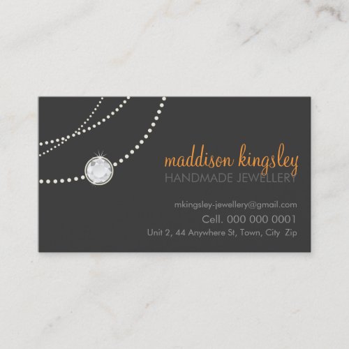 elegant card stylish necklace grey orange