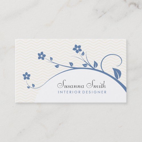 Elegant card with blue flowers and chevrn
