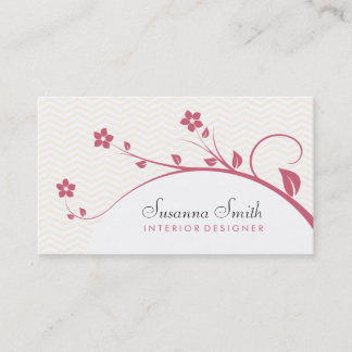 Elegant card with red flowers and chevrón