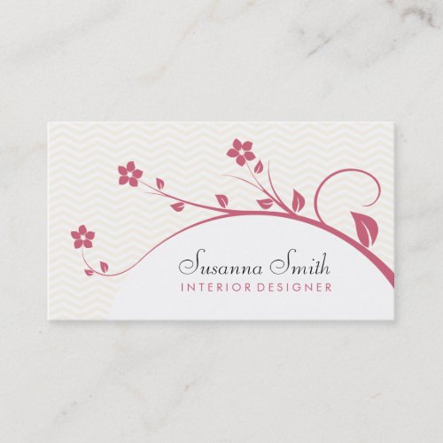 Elegant card with red flowers and chevrn