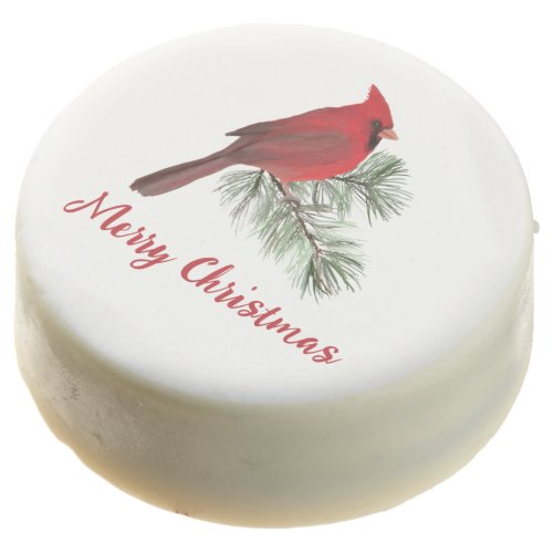 Elegant Cardinal Bird on Christmas Pine Monogram Chocolate Covered Oreo