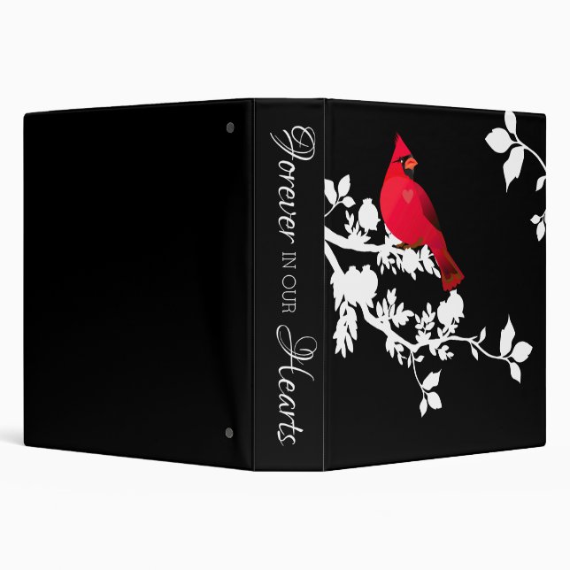 Elegant Cardinal Forever in Our Hearts Remembrance 3 Ring Binder (Background)