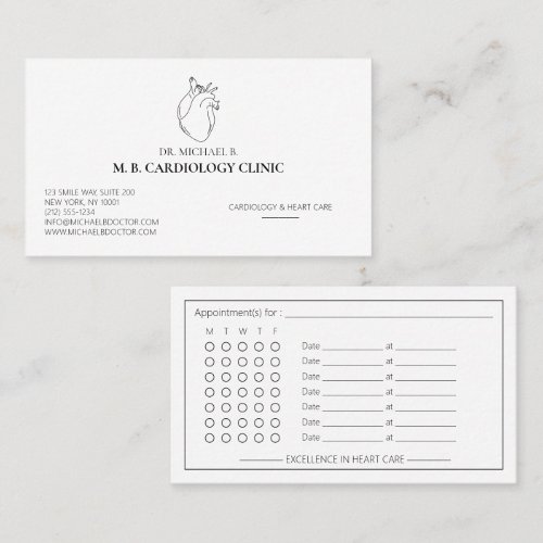 Elegant Cardiologist Cardiology Heart Care Logo Appointment Card