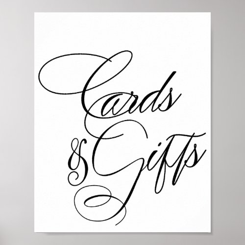 Elegant Cards and Gifts Black Calligraphy  Table Poster