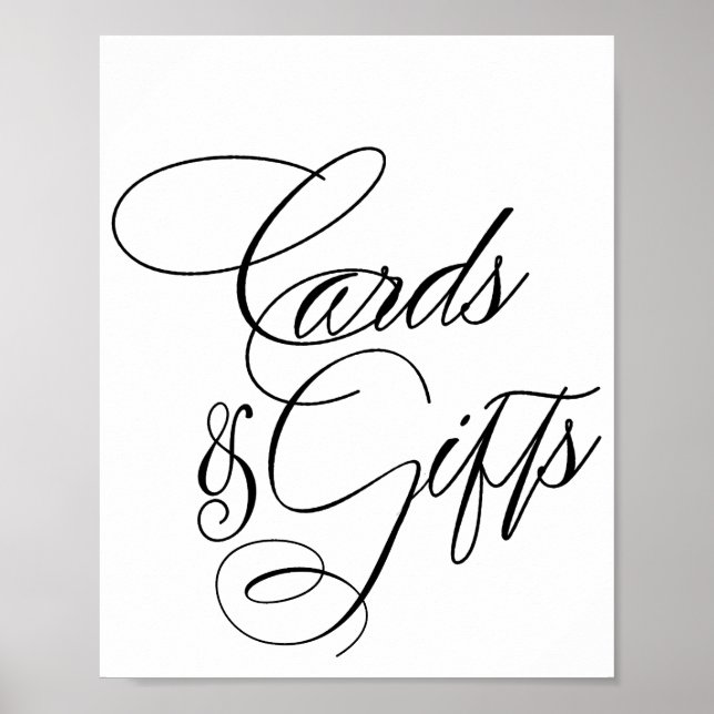 Elegant Cards and Gifts Black Calligraphy | Table Poster (Front)