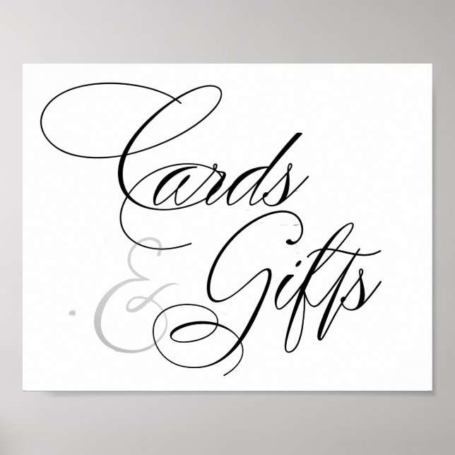 Elegant Cards and Gifts Black Script | Table Sign (Front)