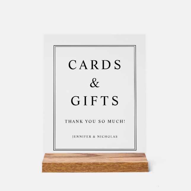 Elegant Cards And Gifts Wedding Acrylic Sign (Front)