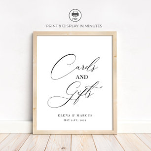 Elegant Cards and Gifts Wedding Sign, Personalized Poster