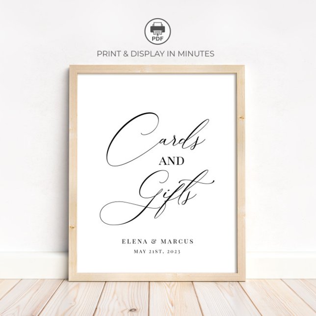 Elegant Cards and Gifts Wedding Sign, Personalized Poster (Creator Uploaded)