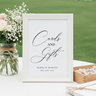 Elegant Cards and Gifts Wedding Sign, Personalized Poster
