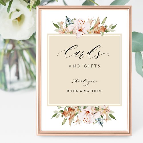 Elegant Cards  Gifts Earthy Blooms Beige Sign