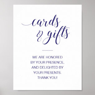 Elegant Cards & Gifts Table Navy Blue Wedding Sign