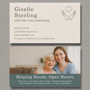 Elegant Caregiver and Senior Companion Photo Business Card