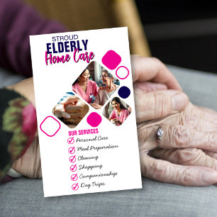 Elegant Caregiver photo Grey, Blue & pink Business Card