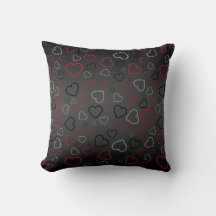 Elegant Carmin Red Gray Black Hearts pattern