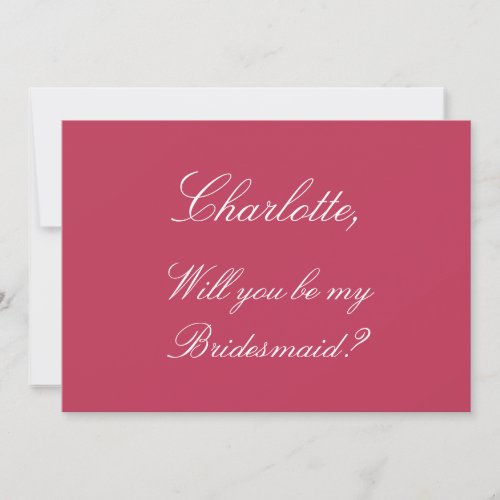 Elegant Carmine Magenta Bridesmaid Proposal Card