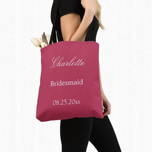 Elegant Carmine Magenta Bridesmaid Tote Bag