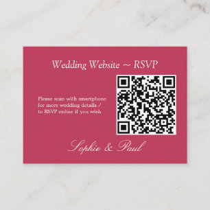 Elegant Carmine Magenta QR Code Website RSVP Card
