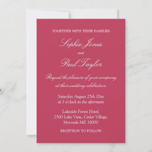 Elegant Carmine Magenta Wedding Invitation