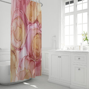 Elegant Carmine Pink Floral Shower Curtain