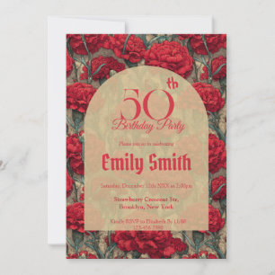 Elegant Carnation Accent Adult Birthday Invitation