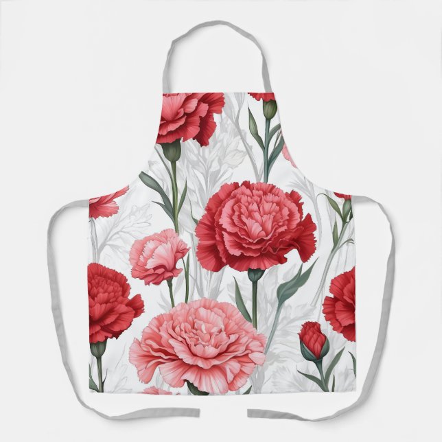 Elegant Carnation Flower Pattern Apron (Front)