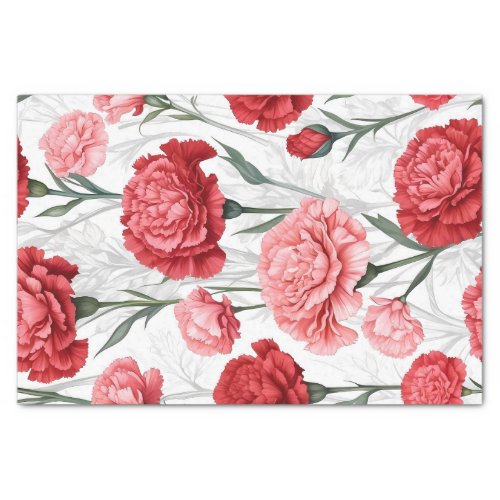 Elegant Carnation Flower Pattern Tissue Paper