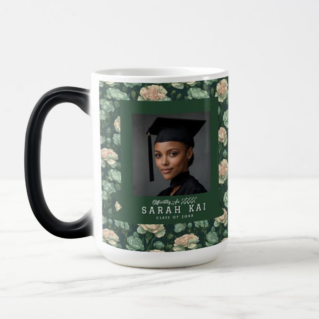 Elegant Carnation Pattern College Graduation Color Morph Mug (Left)