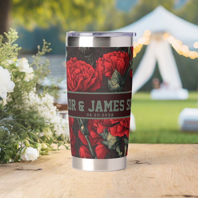 Elegant Carnation Travel Cups For Newlywed Gift Insulated Tumbler (Wedding)