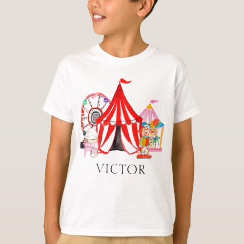Elegant Carnival Circus Festival Show Kids Name T_Shirt