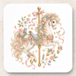Elegant Carousel Horse French Fairytale Beverage Coaster