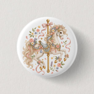 Elegant Carousel Horse French Fairytale Button