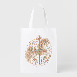 Elegant Carousel Horse French Fairytale Grocery Bag