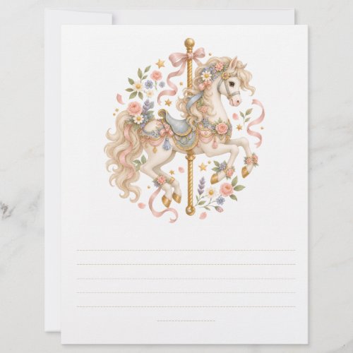 Elegant Carousel Horse French Fairytale Letterhead