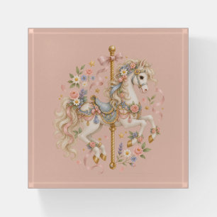 Elegant Carousel Horse French Fairytale Paperweight