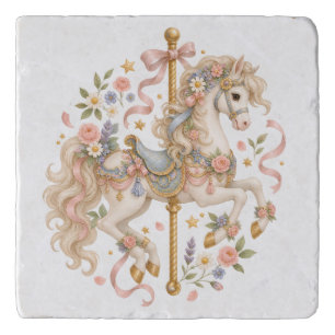 Elegant Carousel Horse French Fairytale Trivet
