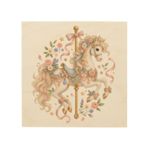 Elegant Carousel Horse French Fairytale Wood Wall Art