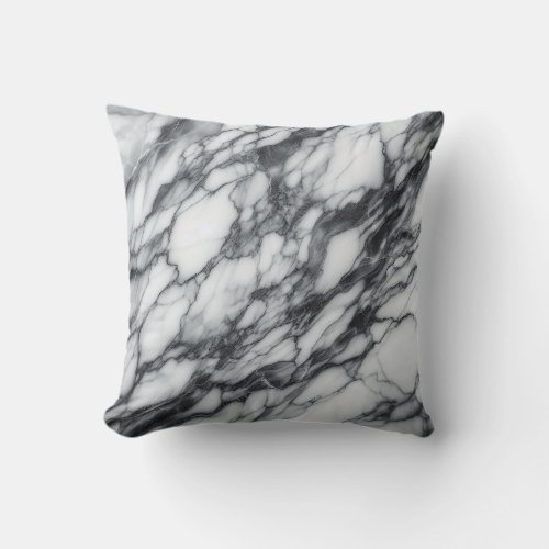Elegant Carrara Marble Texture with Natural Veins Throw Pillow