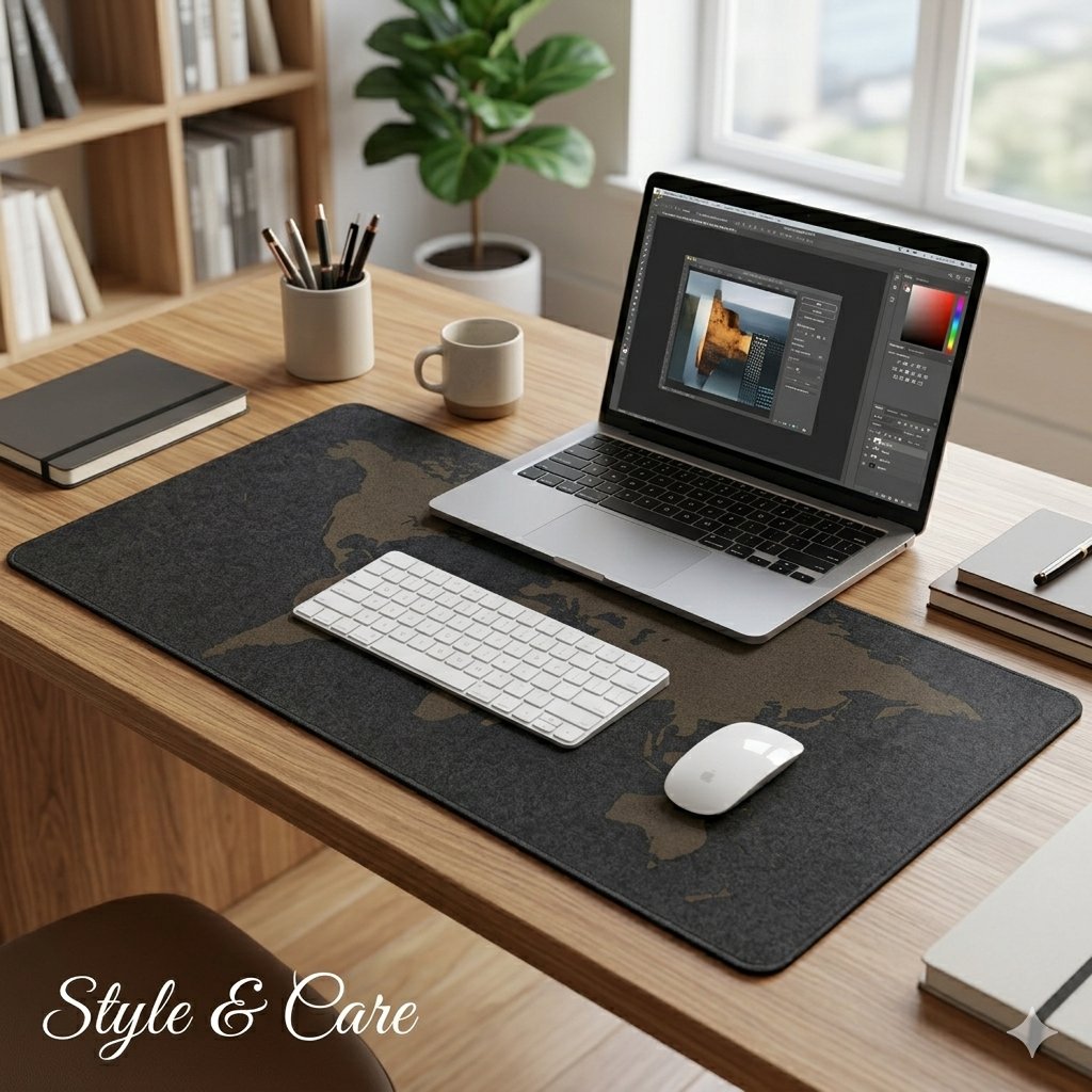 Elegant cartographic desk mat for desks