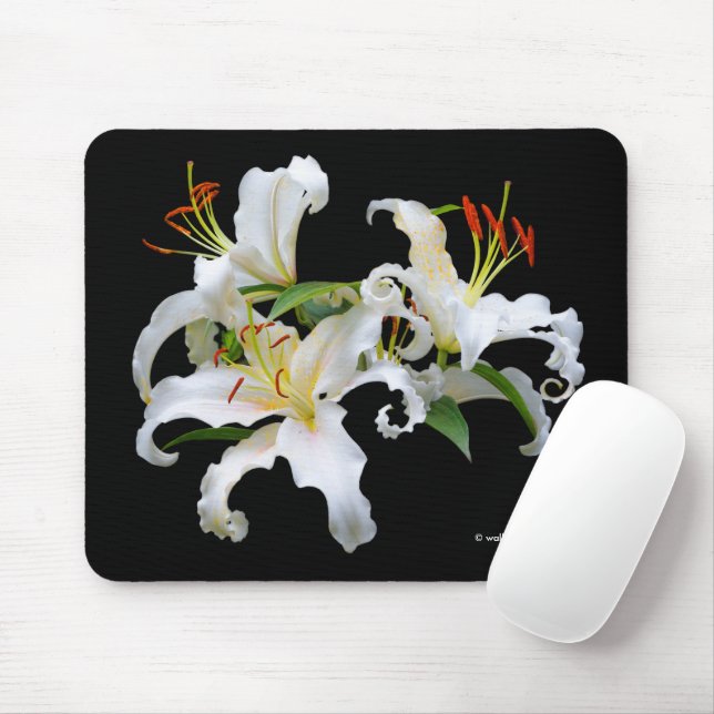 Elegant Casablanca White Oriental Lilies Flowers Mouse Pad (With Mouse)