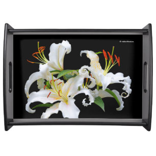 Elegant Casablanca White Oriental Lilies Serving Tray