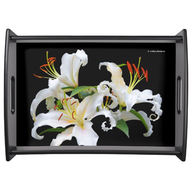 Elegant Casablanca White Oriental Lilies Serving Tray (Front)
