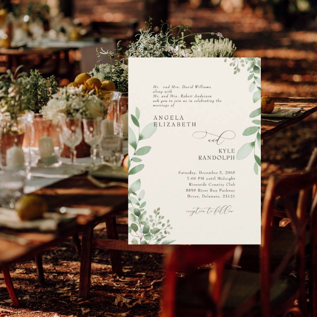 Elegant Cascading Greenery Cream Wedding Invitation (Creator Uploaded)